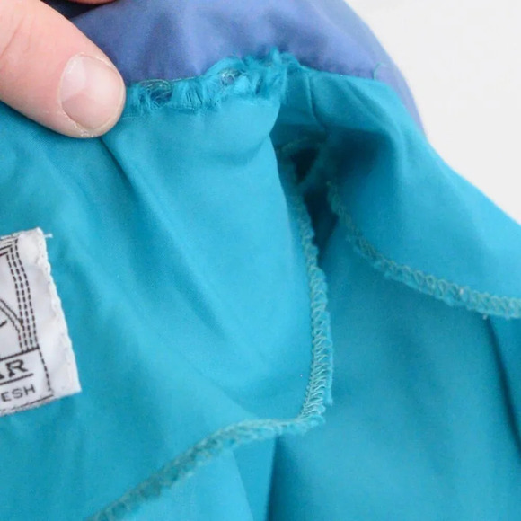 Vintage 90'S Great Canadian Rugged Wear Teal In Blue Zip Up Windbreaker Jacket - Picture 14 of 14
